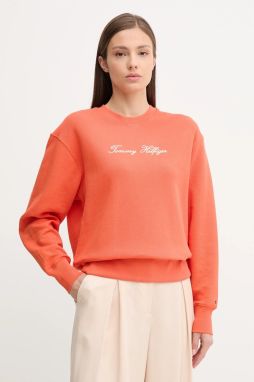 Mikina Tommy Hilfiger oranžová farba, vzorovaná, WW0WW45743