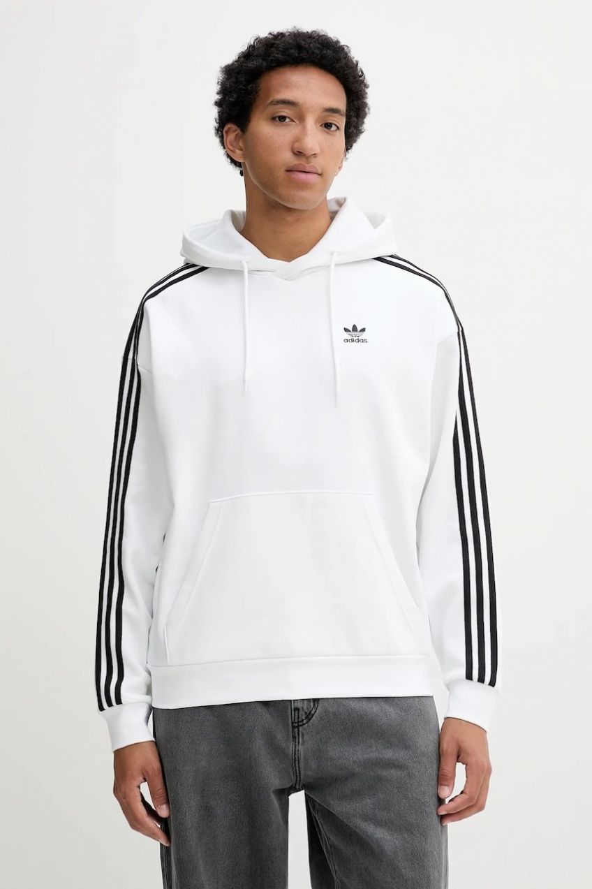 Mikina adidas Originals Baggy Hoodie biela farba, s kapucňou, s nášivkou, JY1414