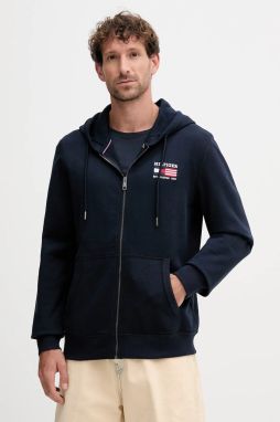 Bavlnená mikina Tommy Hilfiger tmavomodrá farba, s kapucňou, jednofarebná, MW0MW39691
