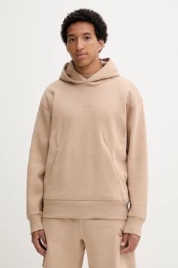 Mikina adidas ALL SZN béžová farba, s kapucňou, jednofarebná, JX5091