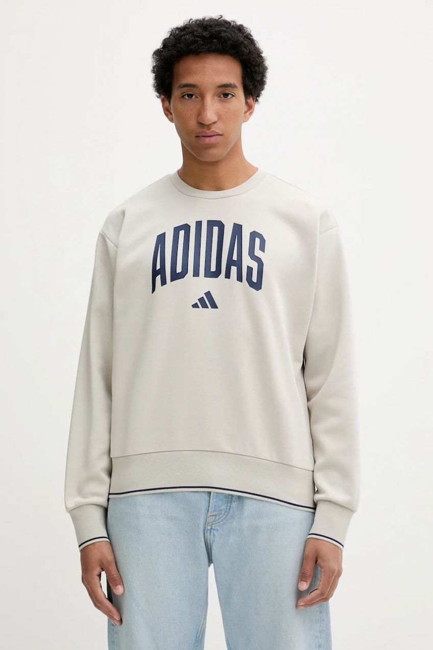 Mikina adidas Collegiate béžová farba, s potlačou, JM1732