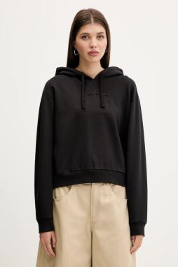 Bavlnená mikina Vans čierna farba, s kapucňou, jednofarebná, VN000RAHBLK1