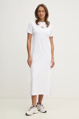 Šaty Calvin Klein Jeans biela farba, maxi, rovný strih, J20J225543