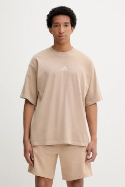 Bavlnené tričko adidas All SZN pánske, béžová farba, jednofarebné, JN0609