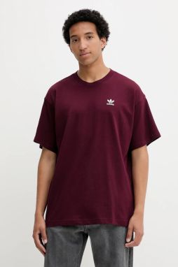 Bavlnené tričko adidas Originals Essentials pánske, bordová farba, jednofarebné, KT0779