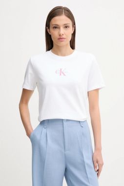 Bavlnené tričko Calvin Klein Jeans dámske, biela farba, LV047C856G