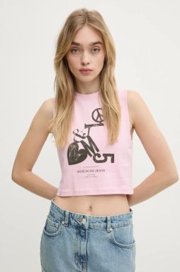 Bavlnený top Moschino Jeans ružová farba, 1211 3229