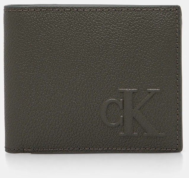Kožená peňaženka Calvin Klein Jeans pánsky, zelená farba, LV04G1022G