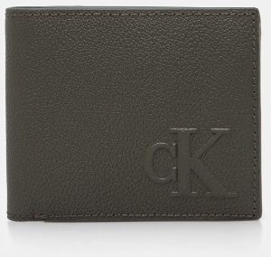 Kožená peňaženka Calvin Klein Jeans pánsky, zelená farba, LV04G1022G