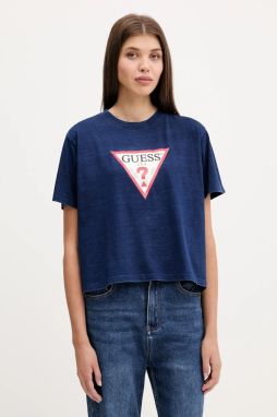Bavlnené tričko Guess Jeans dámske, modrá farba, W5GI20 KCTG1