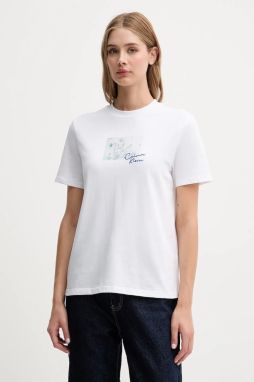 Bavlnené tričko Calvin Klein Jeans dámske, biela farba, LV047C855G