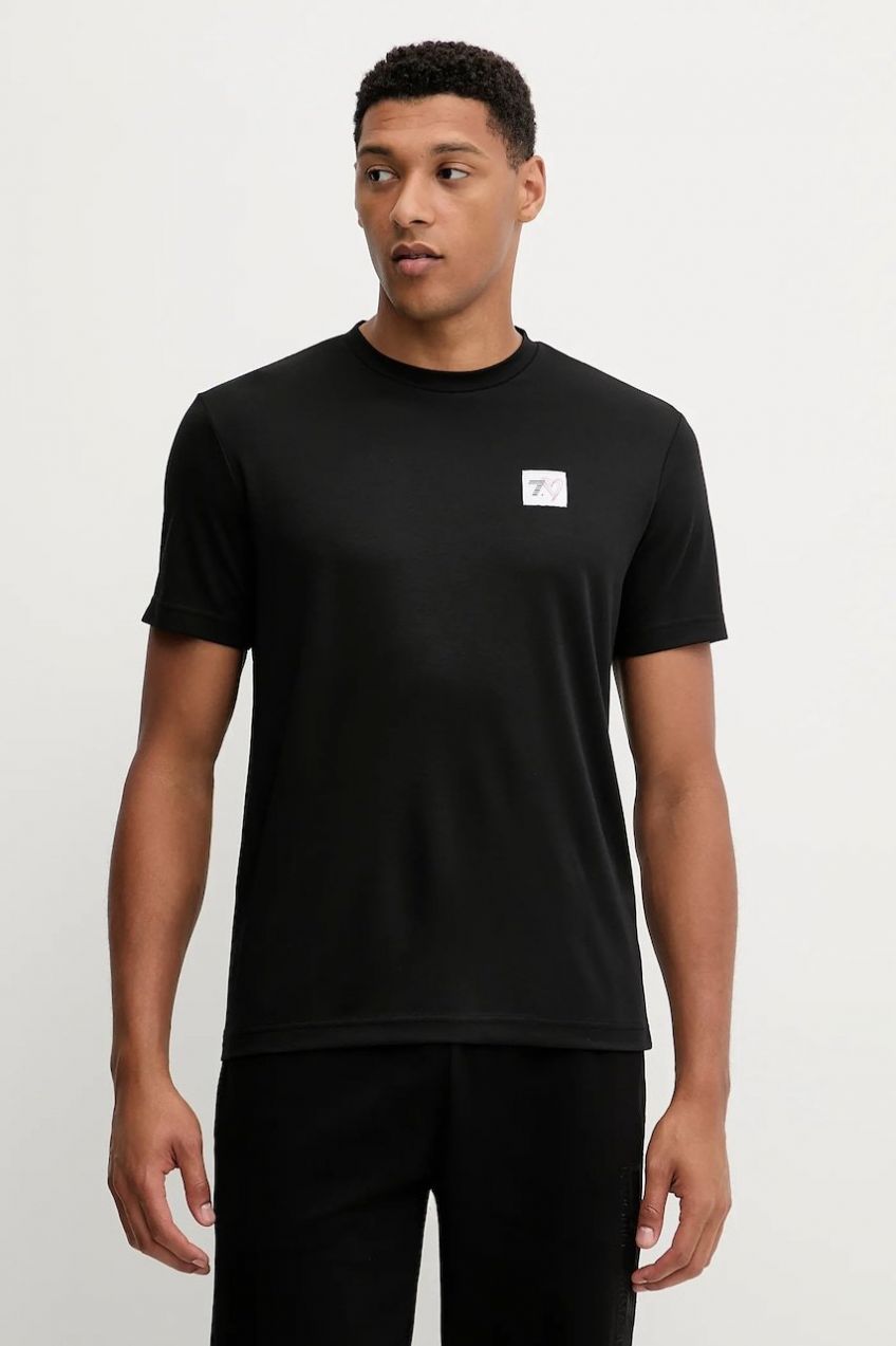 Tričko EA7 Emporio Armani pánske, čierna farba, jednofarebné, AF24318.7X000041