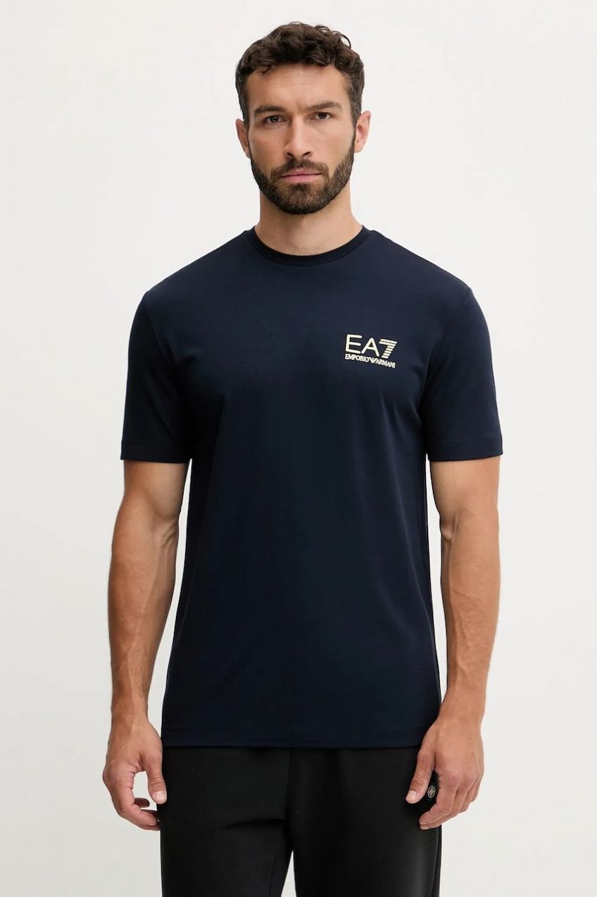 Tričko EA7 Emporio Armani pánske, tmavomodrá farba, s potlačou, AF13739.7M000666