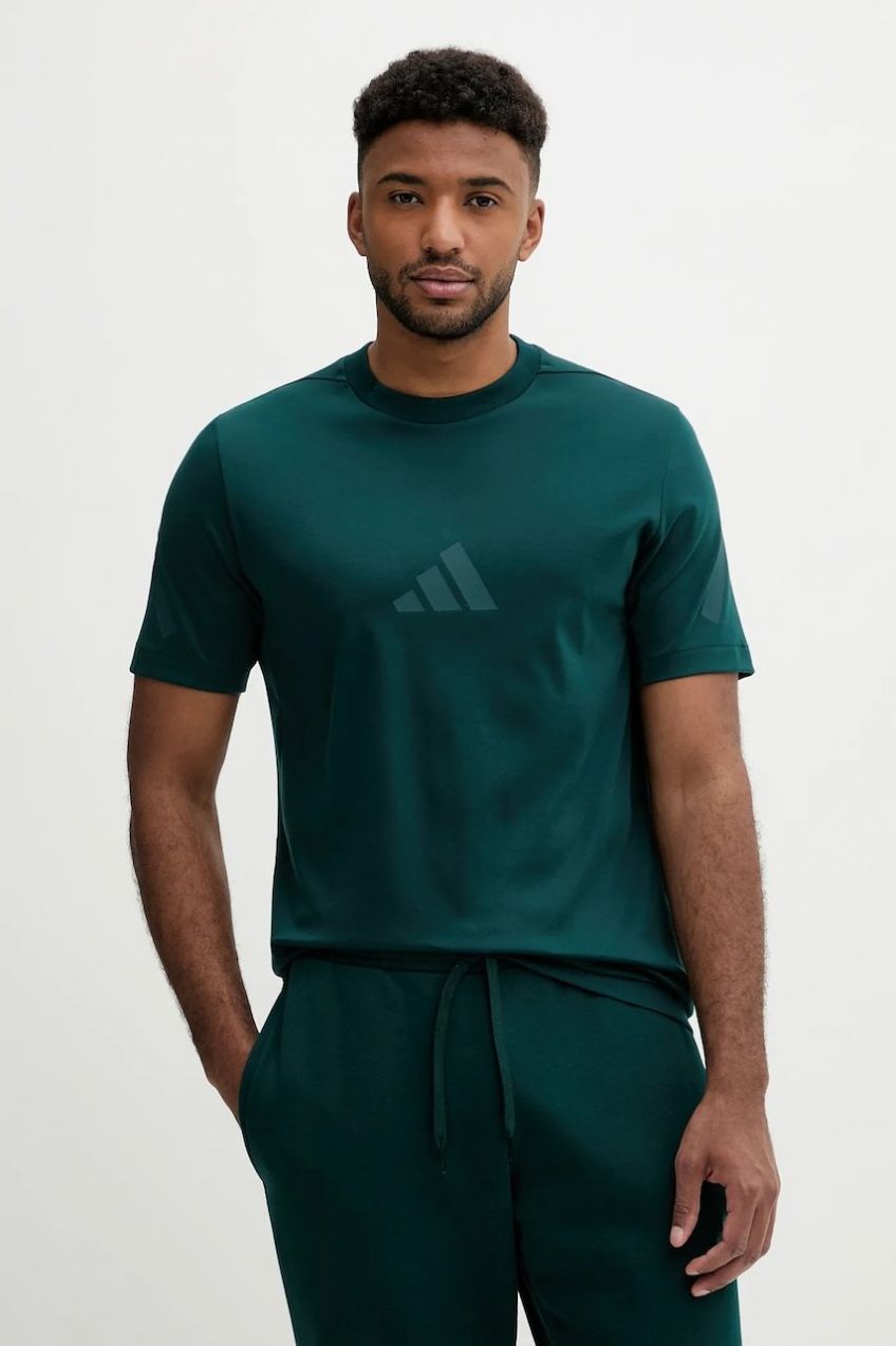 Bavlnené tričko adidas x Z.N.E pánske, zelená farba, s potlačou, JW4736