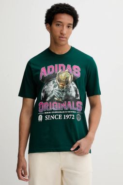 Tričko adidas Originals Graphic Reg Sst pánske, zelená farba, s potlačou, JW2974