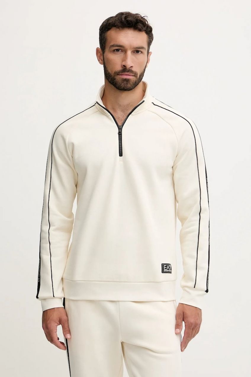 Mikina EA7 Emporio Armani béžová farba, s nášivkou, AF10377-7M000971