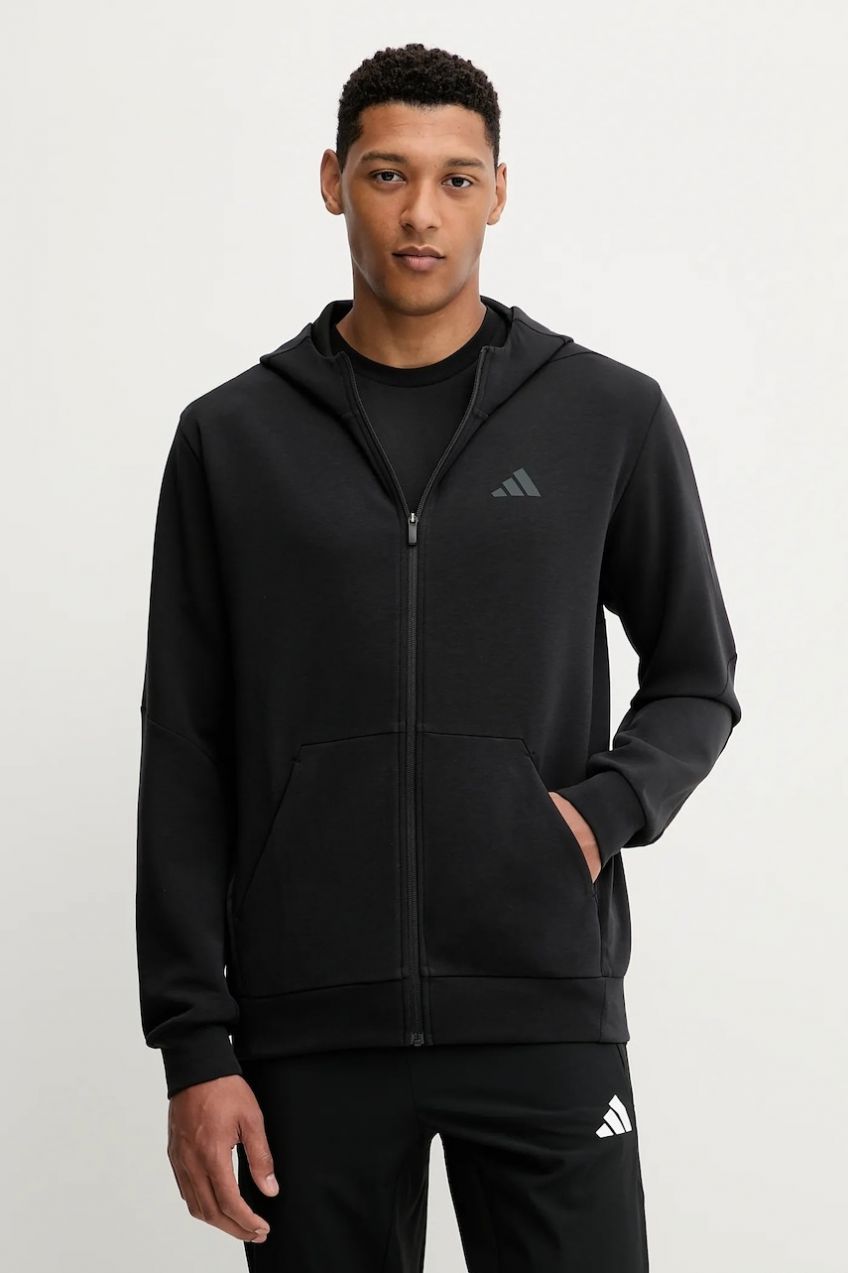 Tréningová mikina adidas Performance Designed for Training čierna farba, s kapucňou, jednofarebná, IY1131