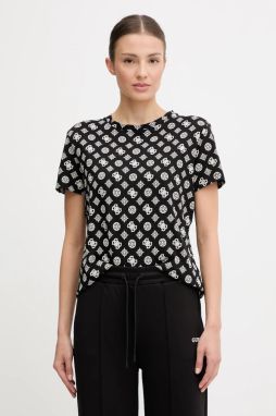 Bavlnené tričko Guess PEONY dámske, čierna farba, V5YI04 I3Z14
