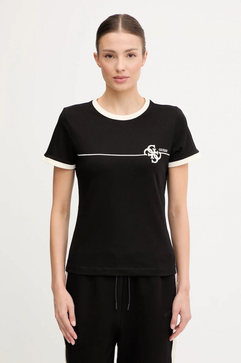 Tričko Guess CARMEN dámske, čierna farba, V5YI01 J1314