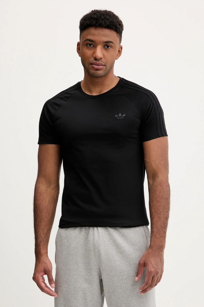 Tričko adidas Originals 3-Stripes pánske, čierna farba, jednofarebné, JX1542