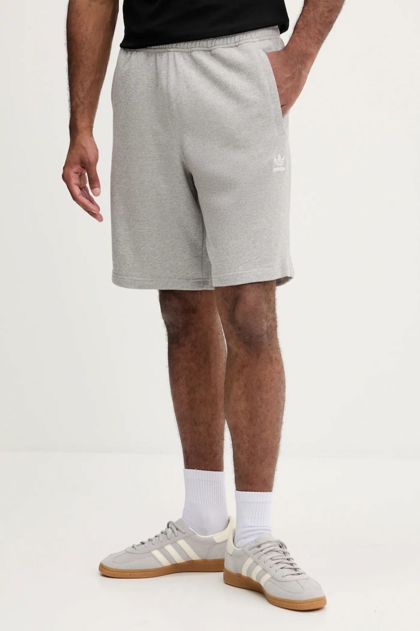 Bavlnené šortky adidas Originals Essentials šedá farba, melanžová, JW8624