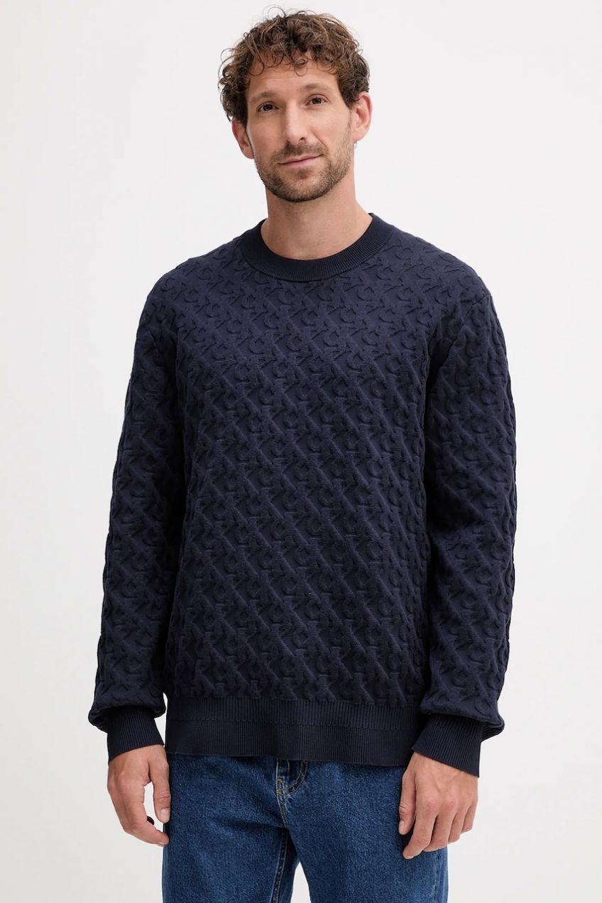 Sveter Calvin Klein Jeans tmavomodrá farba, LV04RC359G