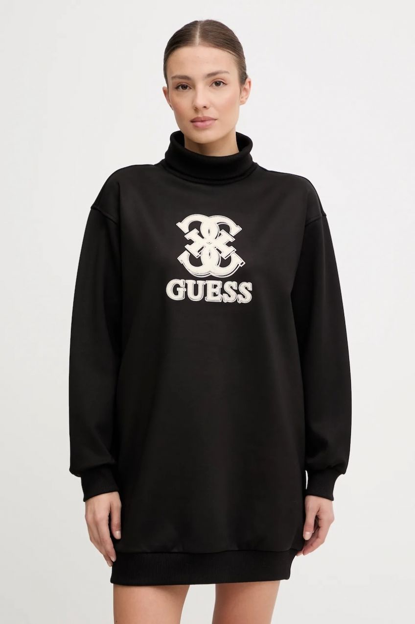 Šaty Guess CARMEN čierna farba, mini, oversize, V5YK07 KCX22