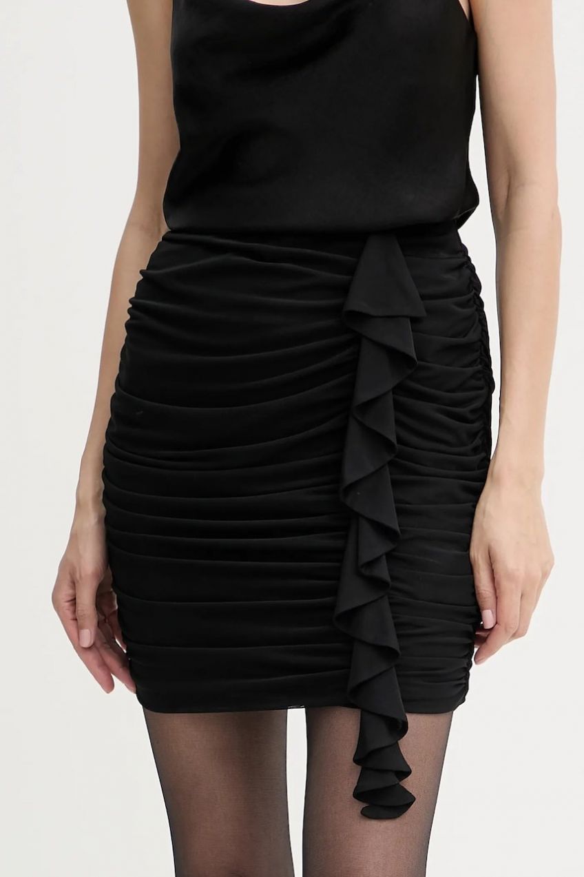 Sukňa Guess VERDIANA čierna farba, mini, rovný strih, W5YD56 KCZC2