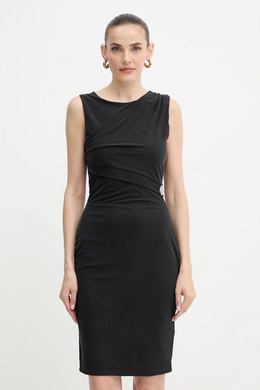 Šaty Guess PRISCA čierna farba, midi, priliehavé, W5YK27 KAQL2