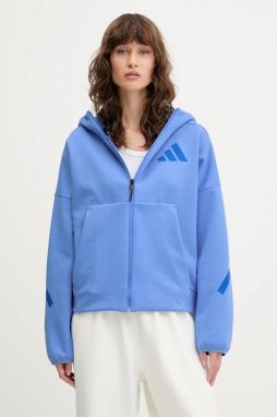 Mikina adidas x Z.N.E modrá farba, s kapucňou, jednofarebná, JW5319