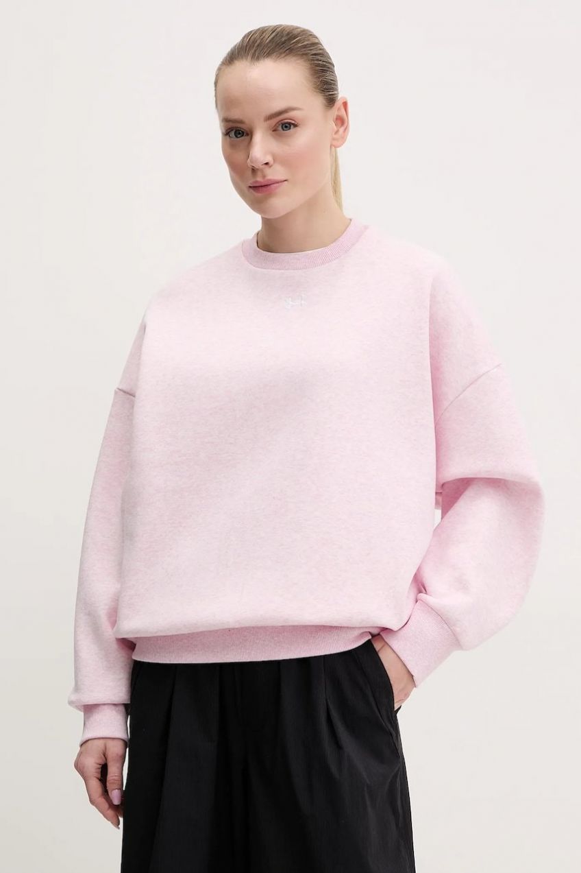 Mikina Under Armour Rival Fleece dámska, ružová farba, jednofarebná, 1386463