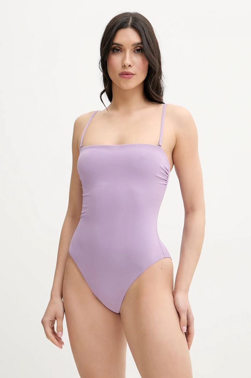 Jednodielne plavky Calvin Klein fialová farba, jemne vystužený košík, KW0KW02709