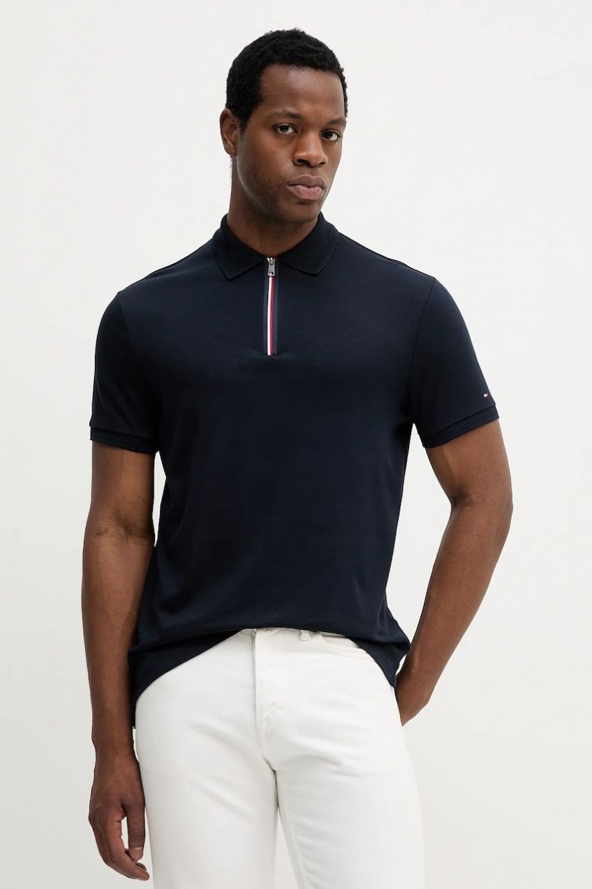 Bavlnené polo tričko Tommy Hilfiger tmavomodrá farba, jednofarebné, MW0MW39552