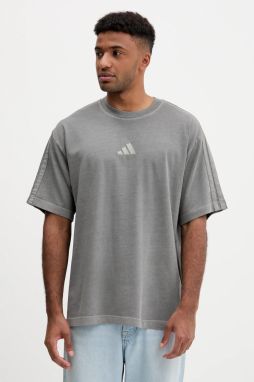 Bavlnené tričko adidas All SZN pánske, šedá farba, jednofarebné, JN0611