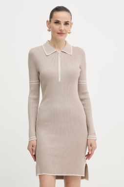 Šaty Liu Jo béžová farba, mini, priliehavé, TF5028.MS49I