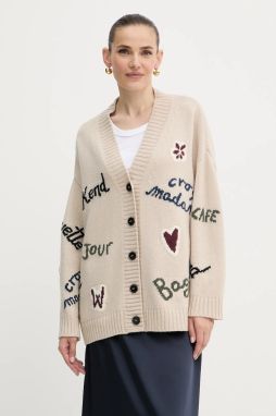 Vlnený kardigán Weekend Max Mara BELGIO béžová farba, teplé, 2525346082600