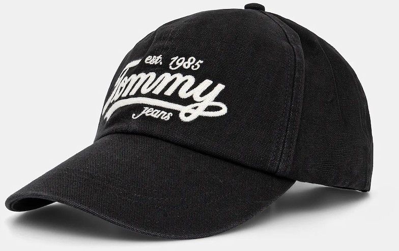 Bavlnená šiltovka Tommy Jeans čierna farba, AM0AM13550