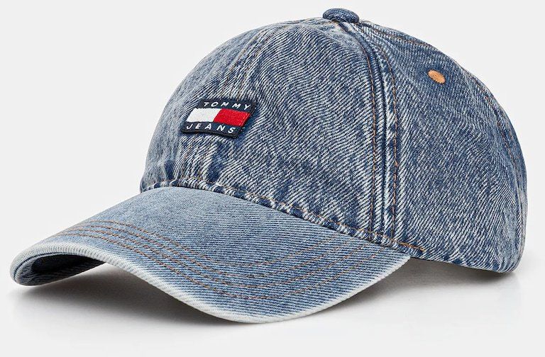 Džínsová šiltovka Tommy Jeans modrá farba, AM0AM13424