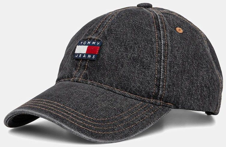 Džínsová šiltovka Tommy Jeans čierna farba, AM0AM13567
