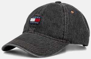 Džínsová šiltovka Tommy Jeans čierna farba, AM0AM13567