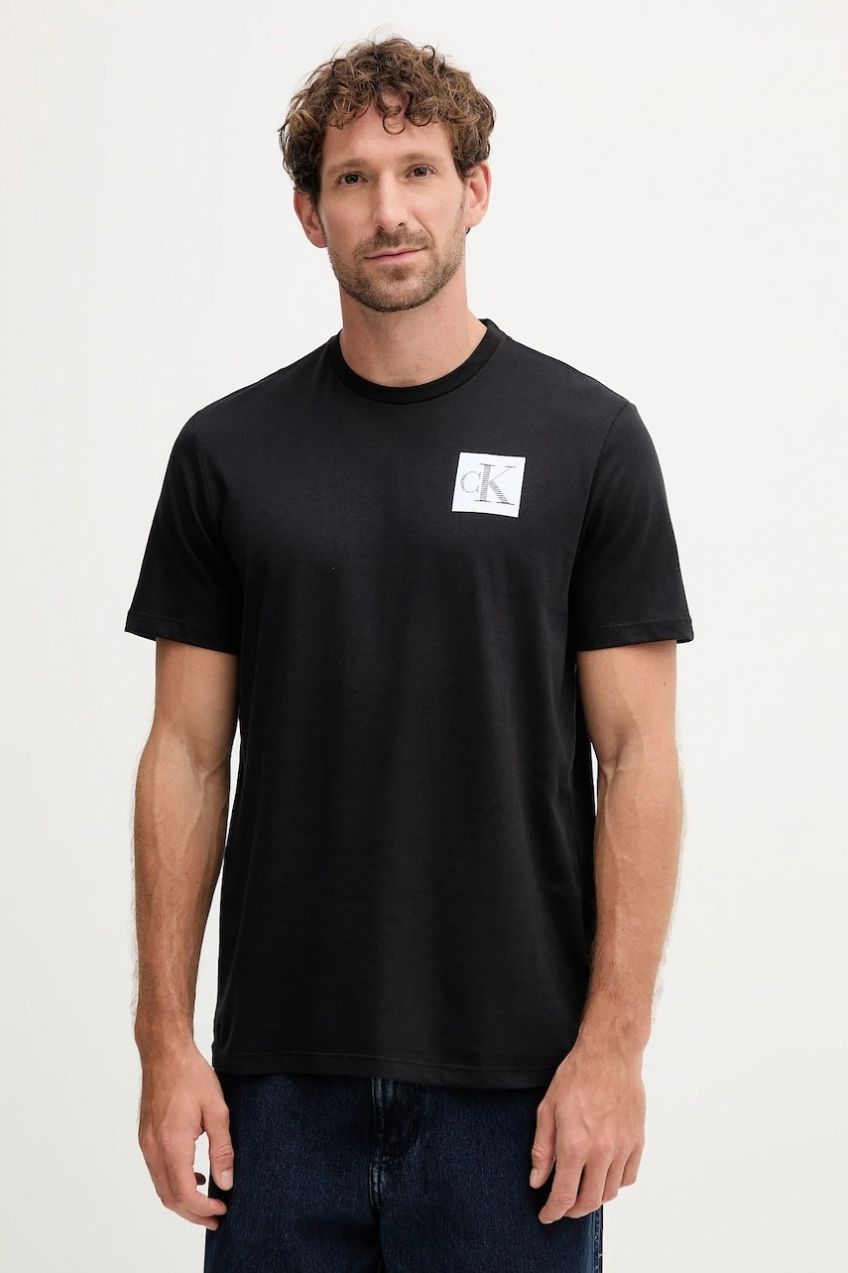 Bavlnené tričko Calvin Klein Jeans pánske, čierna farba, s potlačou, LV04RC859G