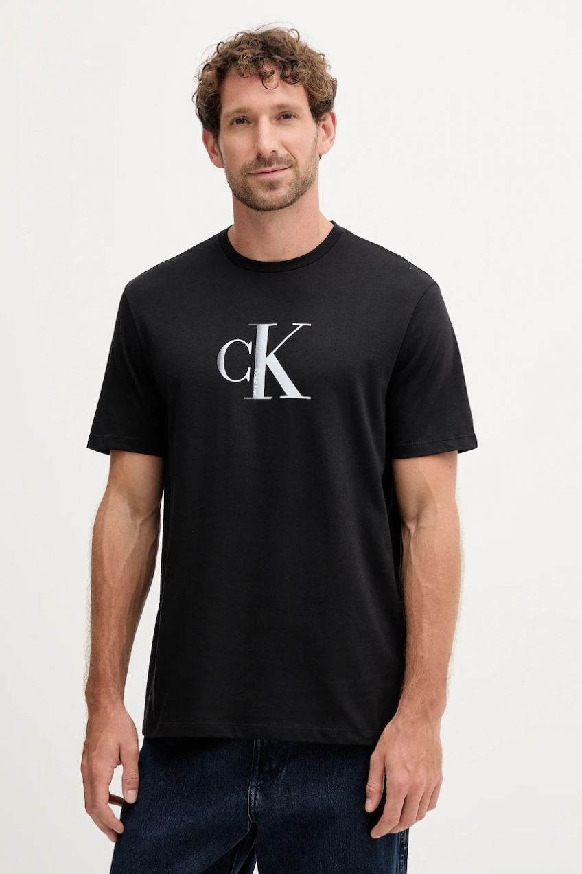 Bavlnené tričko Calvin Klein Jeans pánske, čierna farba, s potlačou, LV04RC857G