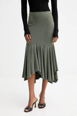 Sukňa Guess KENZIE zelená farba, midi, áčkový strih, W5YD85 KCTB2