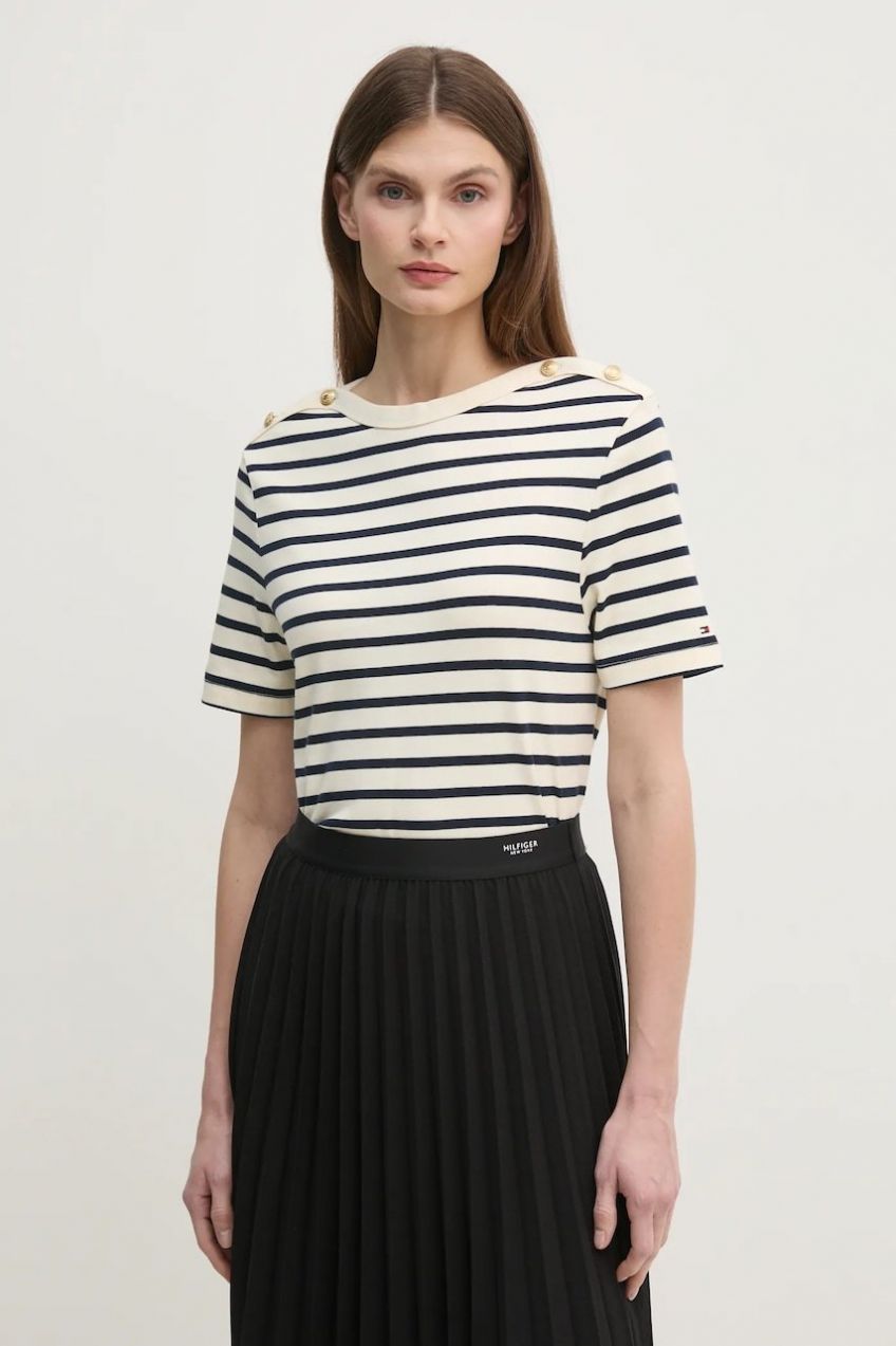 Bavlnené tričko Tommy Hilfiger dámske, červená farba, WW0WW42907