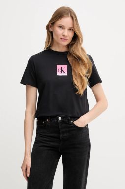 Bavlnené tričko Calvin Klein Jeans dámske, čierna farba, LV047C864G