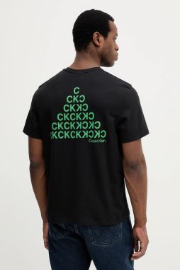 Bavlnené tričko Calvin Klein Jeans pánske, čierna farba, vzorované, LV04RC825G