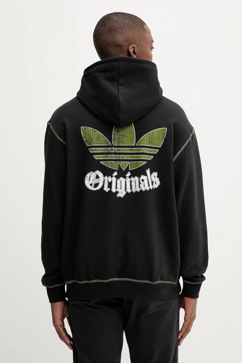 Bavlnená mikina adidas Originals Grfx Hoodie čierna farba, s kapucňou, jednofarebná, JY2730