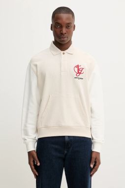 Bavlnená mikina Tommy Jeans béžová farba, melanžová, DM0DM21800