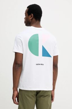 Bavlnené tričko Calvin Klein Jeans pánske, biela farba, s potlačou, LV04RC827G