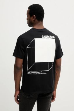 Bavlnené tričko Calvin Klein Jeans pánske, čierna farba, s potlačou, LV04RC805G